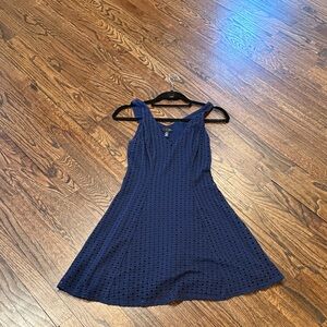 Aqua Deep Blue Textured Mini Dress